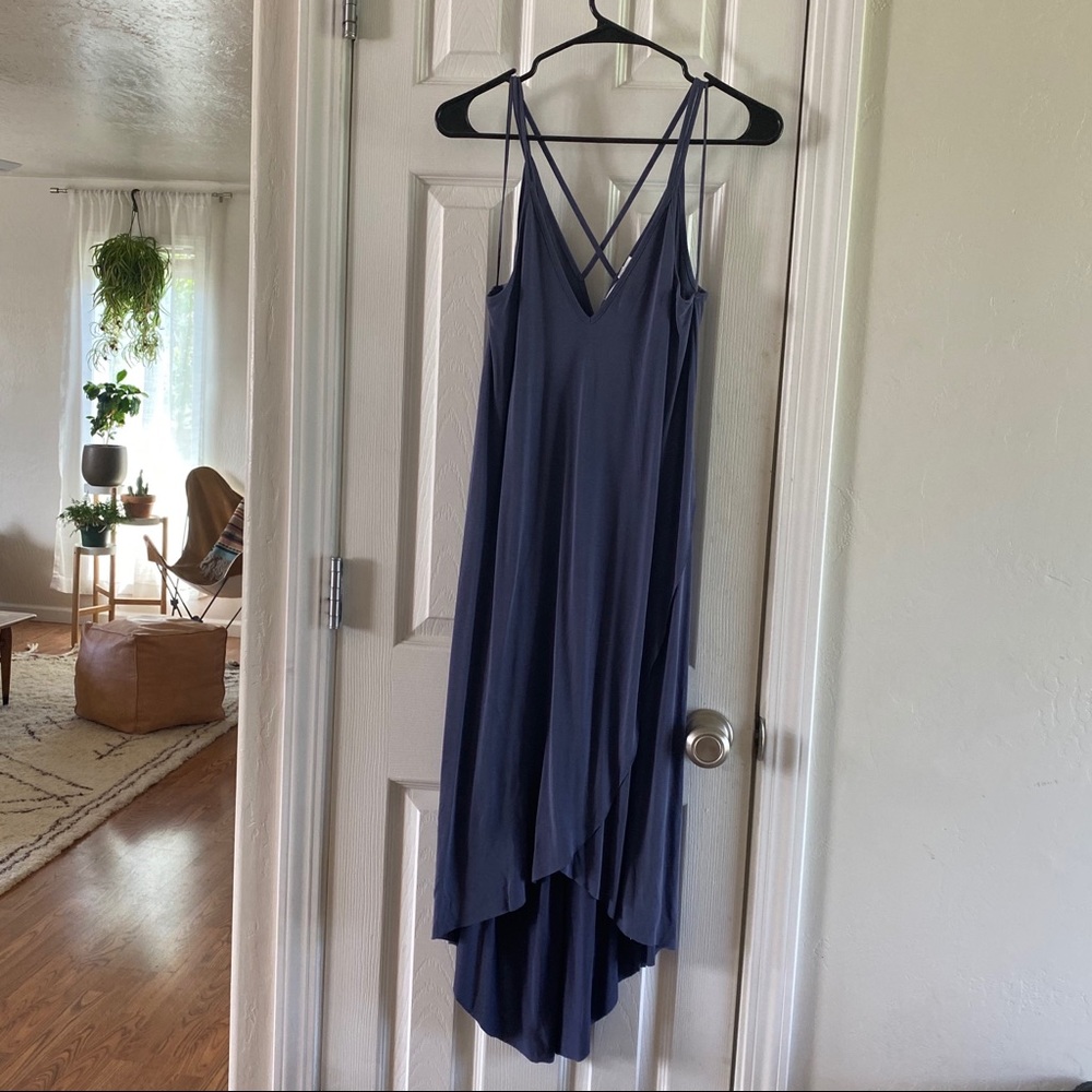Lush Mood and Melody Washed Blue High-Low Dress
